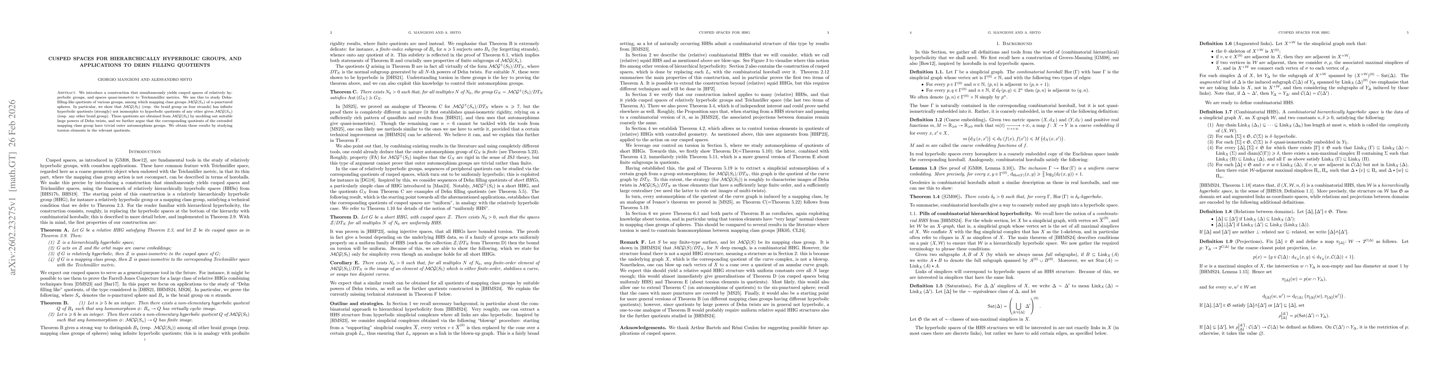 Thumbnail for Cusped spaces for hierarchically hyperbolic groups, and applications to Dehn filling quotients