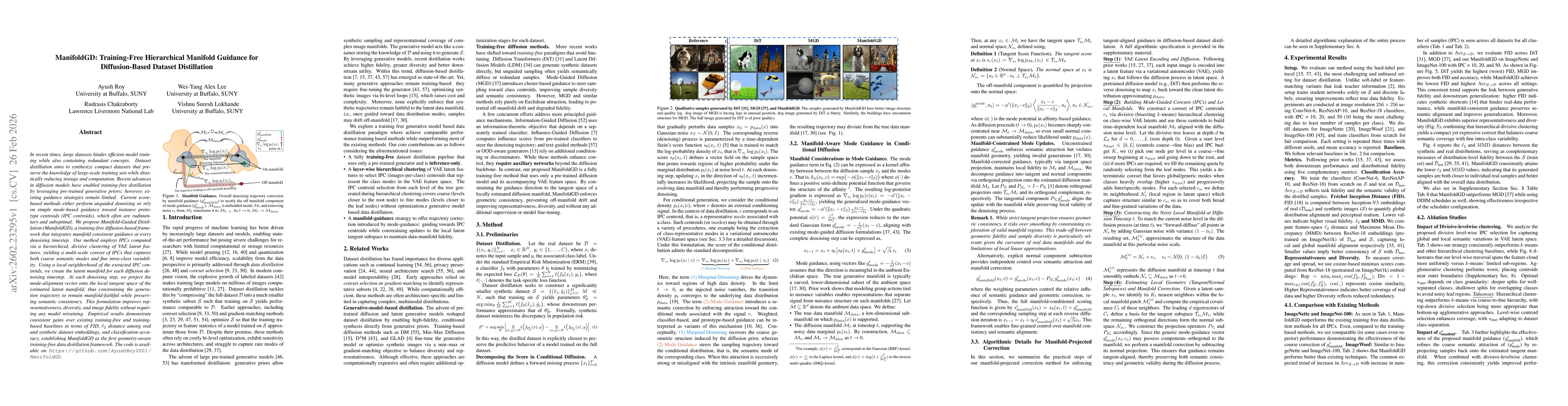 Thumbnail for ManifoldGD: Training-Free Hierarchical Manifold Guidance for Diffusion-Based Dataset Distillation