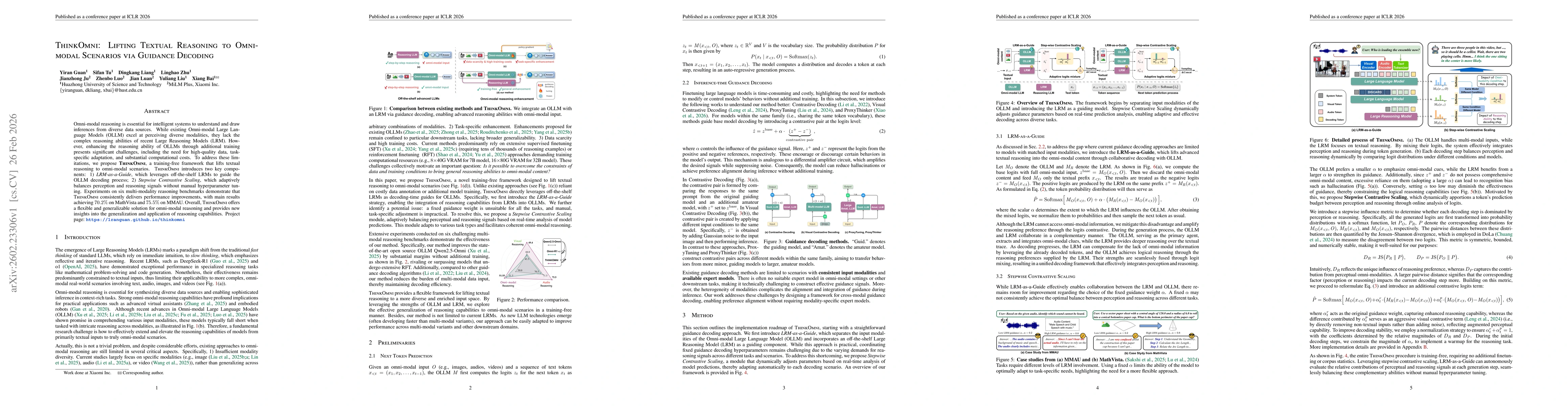 Thumbnail for ThinkOmni: Lifting Textual Reasoning to Omni-modal Scenarios via Guidance Decoding