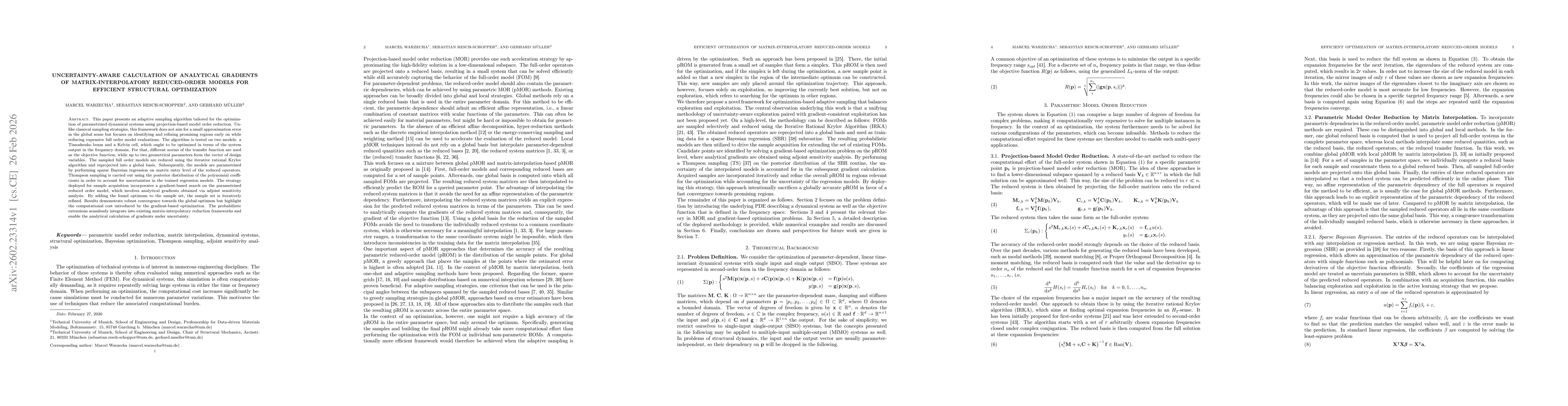 Thumbnail for Uncertainty-Aware Calculation of Analytical Gradients of Matrix-Interpolatory Reduced-Order Models for Efficient Structural Optimization