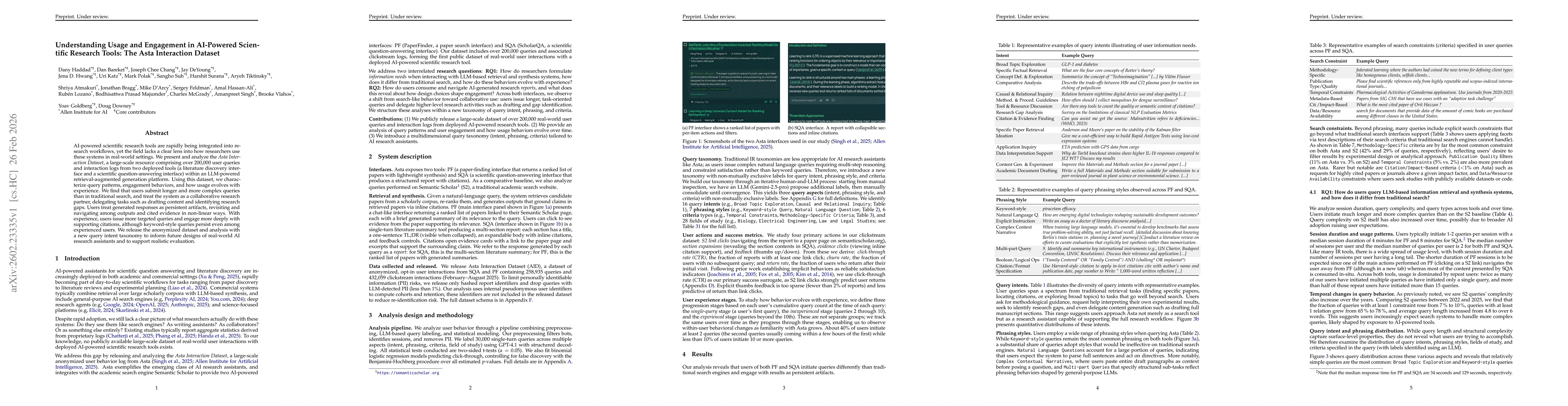 Thumbnail for Understanding Usage and Engagement in AI-Powered Scientific Research Tools: The Asta Interaction Dataset