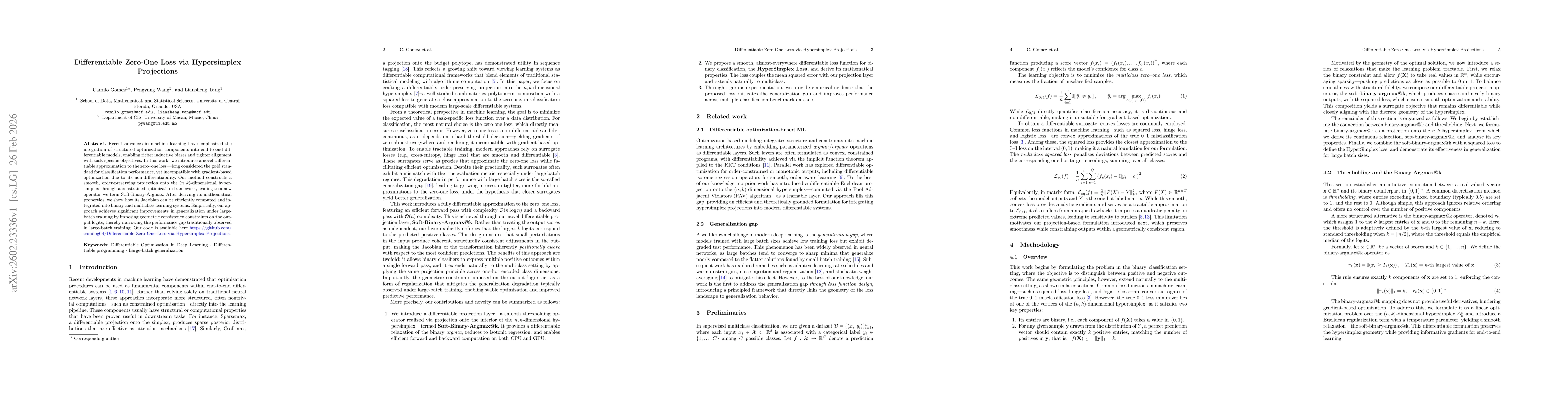 Thumbnail for Differentiable Zero-One Loss via Hypersimplex Projections