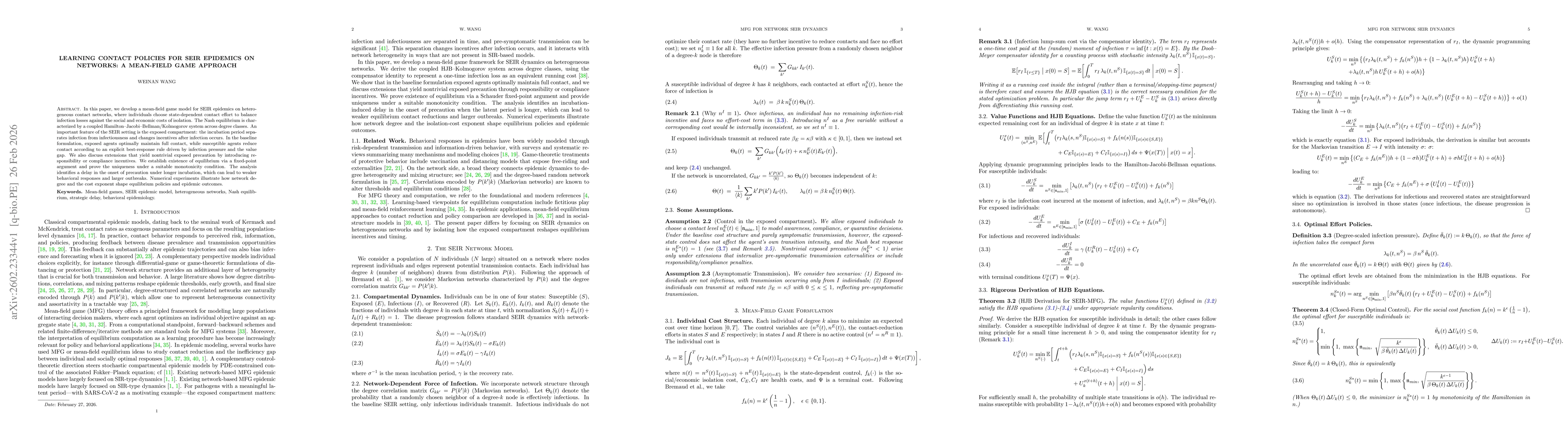 Thumbnail for Learning Contact Policies for SEIR Epidemics on Networks: A Mean-Field Game Approach