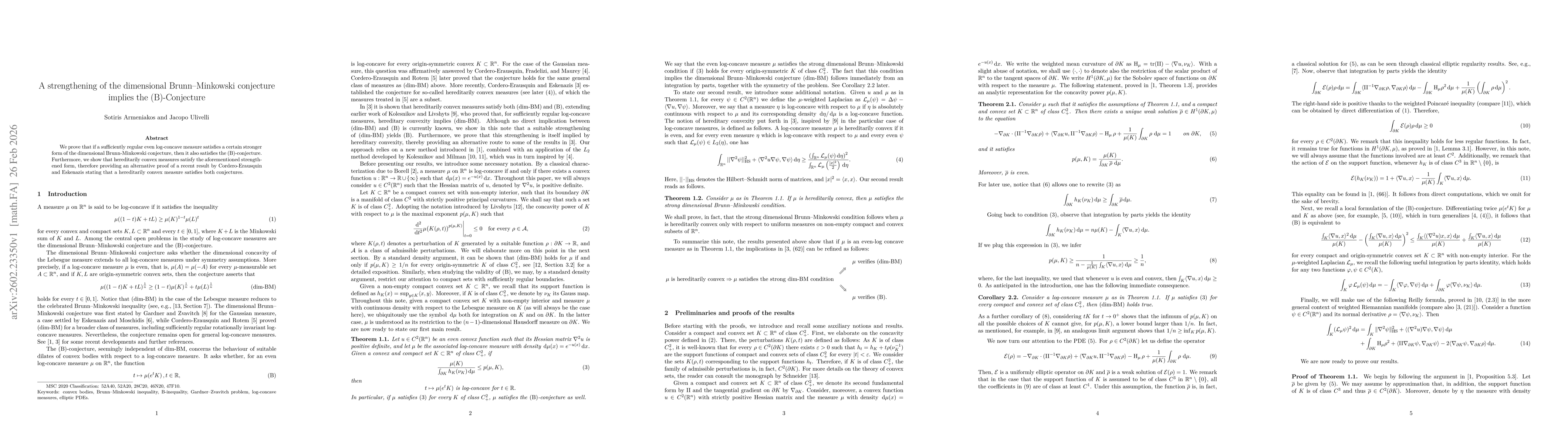 Thumbnail for A strengthening of the dimensional Brunn-Minkowski conjecture implies the (B)-Conjecture