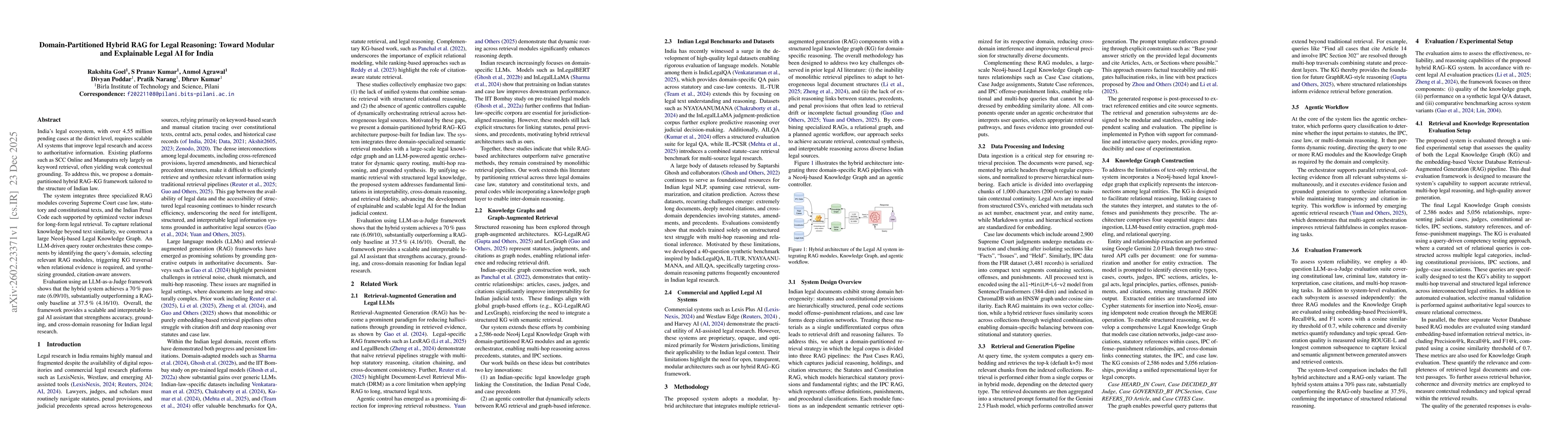 Thumbnail for Domain-Partitioned Hybrid RAG for Legal Reasoning: Toward Modular and Explainable Legal AI for India