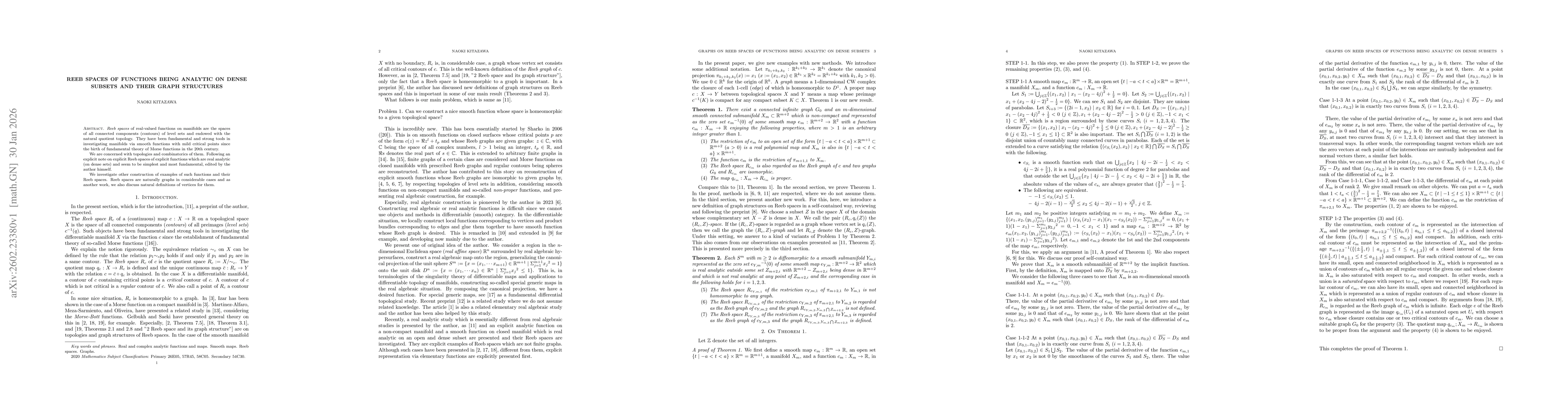 Thumbnail for Reeb spaces of functions being analytic on dense subsets and their graph structures