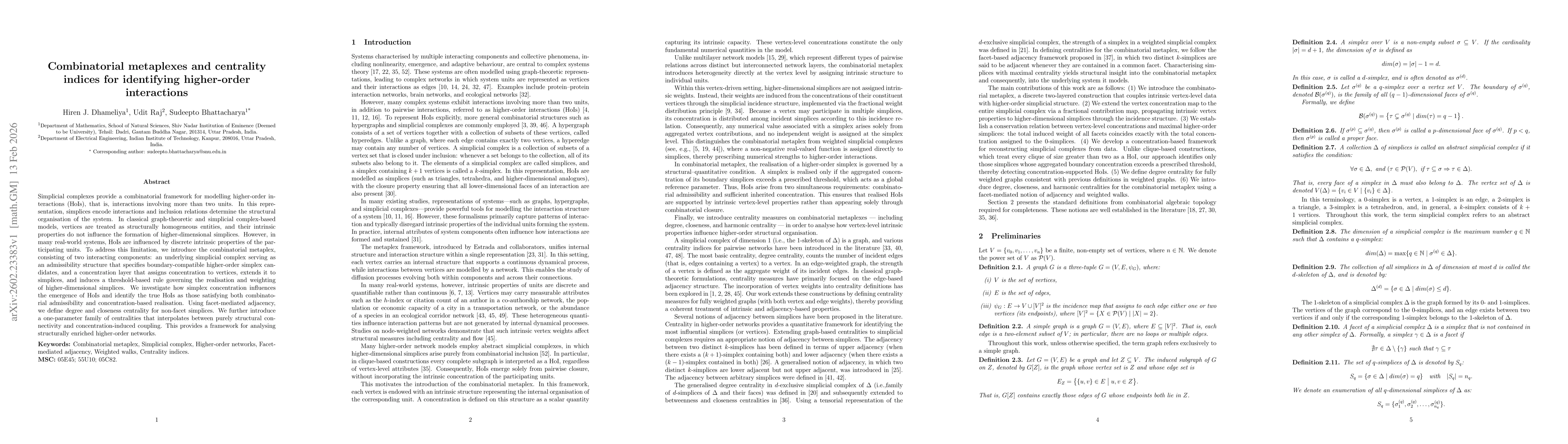 Thumbnail for Combinatorial metaplexes and centrality indices for identifying higher-order interactions