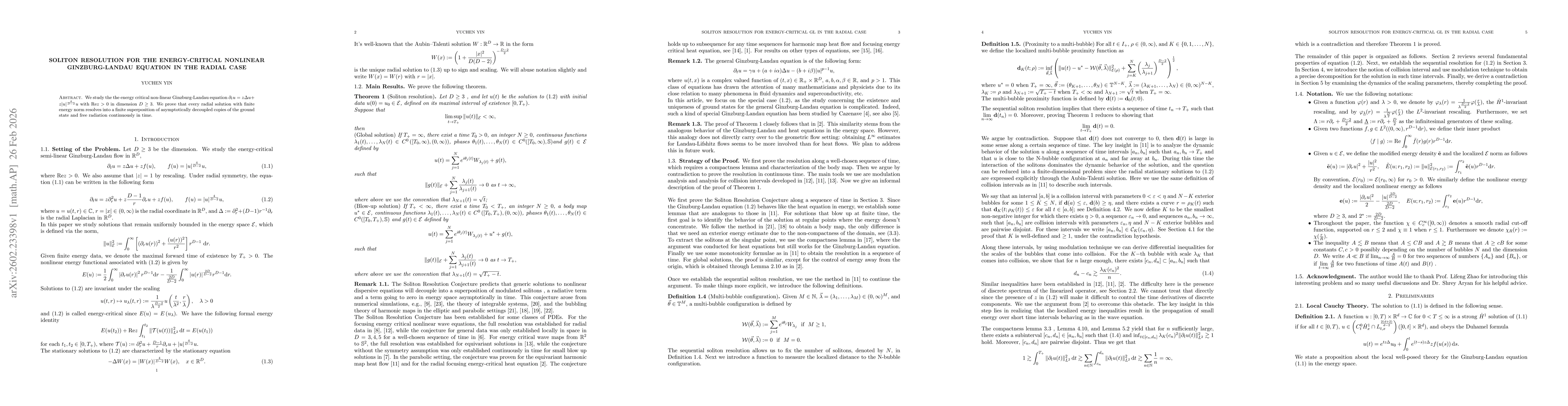 Thumbnail for Soliton resolution for the energy-critical nonlinear Ginzburg-Landau equation in the radial case
