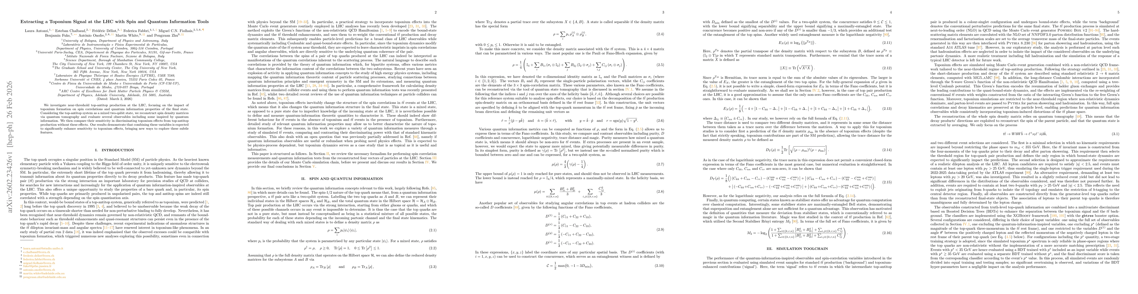 Thumbnail for Extracting a Toponium Signal at the LHC with Spin and Quantum Information Tools