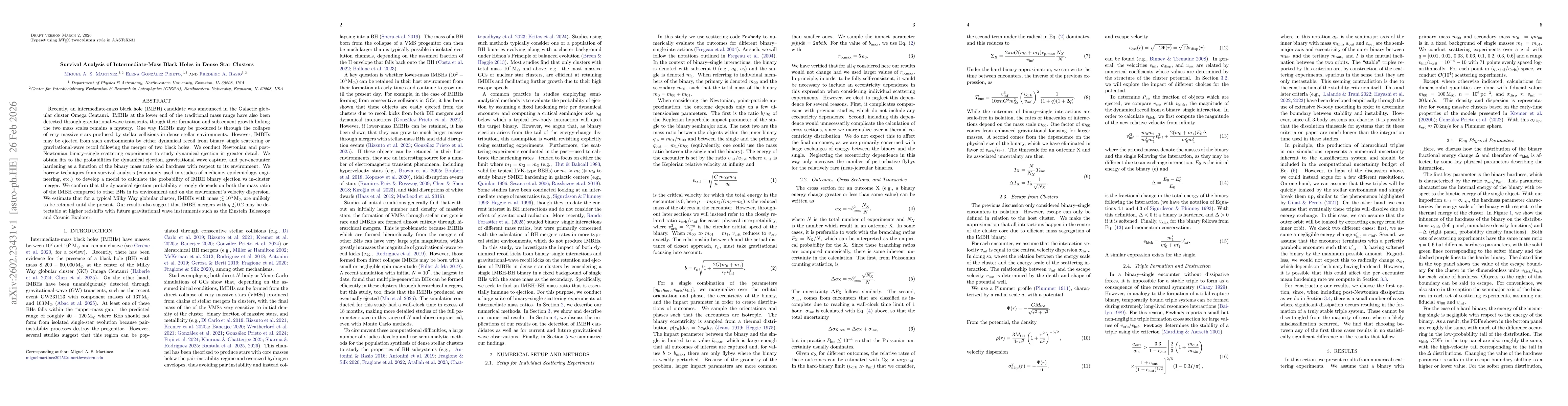 Thumbnail for Survival Analysis of Intermediate-Mass Black Holes in Dense Star Clusters