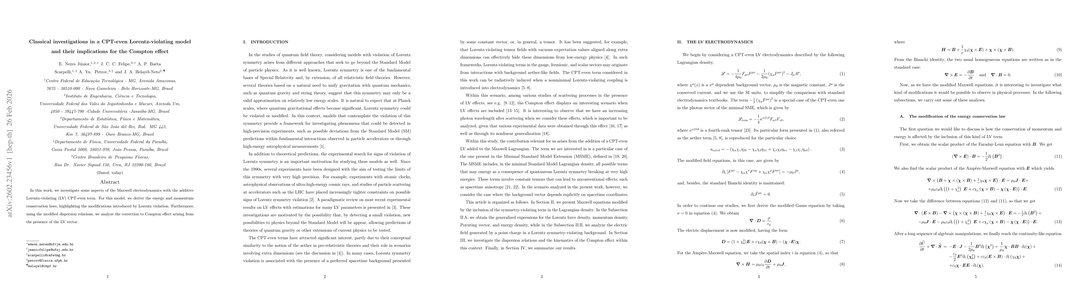 Thumbnail for Classical investigations in a CPT-even Lorentz-violating model and their implications for the Compton effect