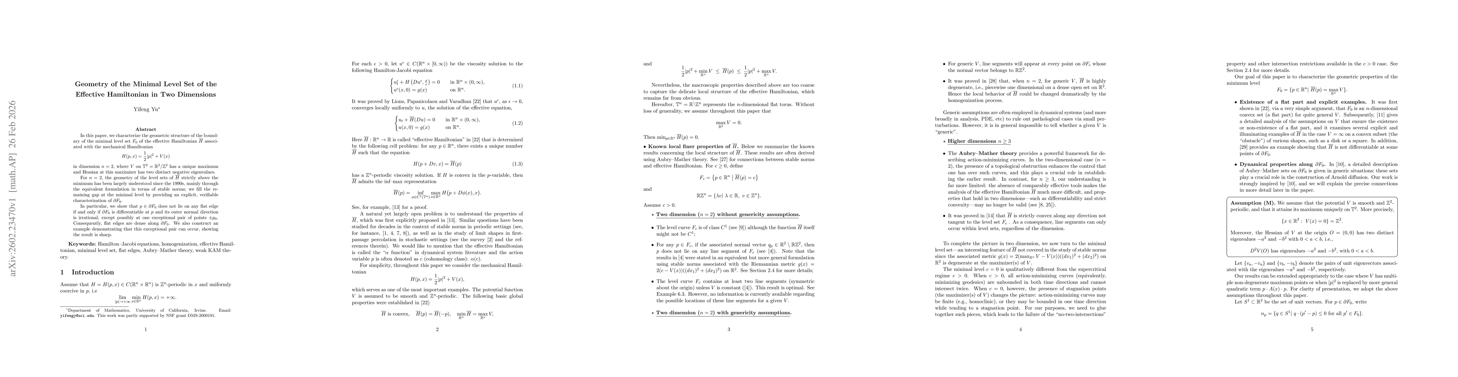Thumbnail for Geometry of the Minimal Level Set of the Effective Hamiltonian in Two Dimensions