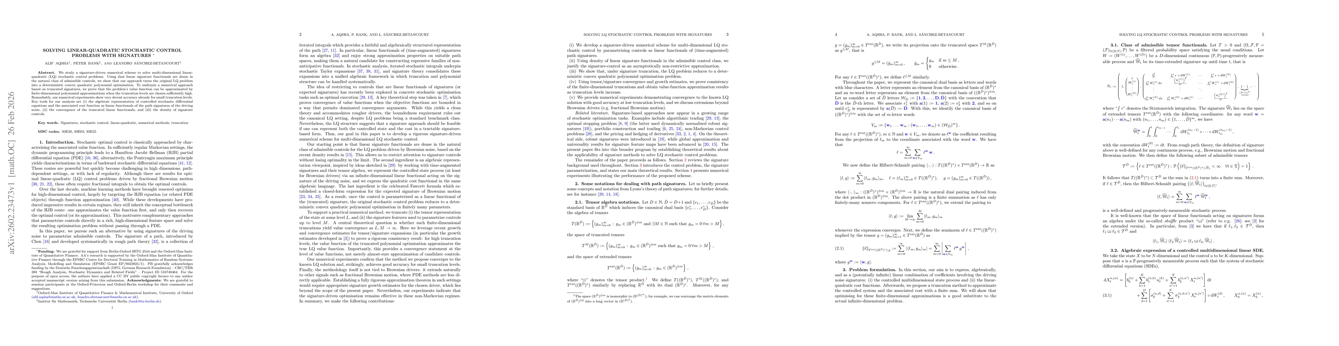 Thumbnail for Solving Linear-Quadratic Stochastic Control Problems with Signatures
