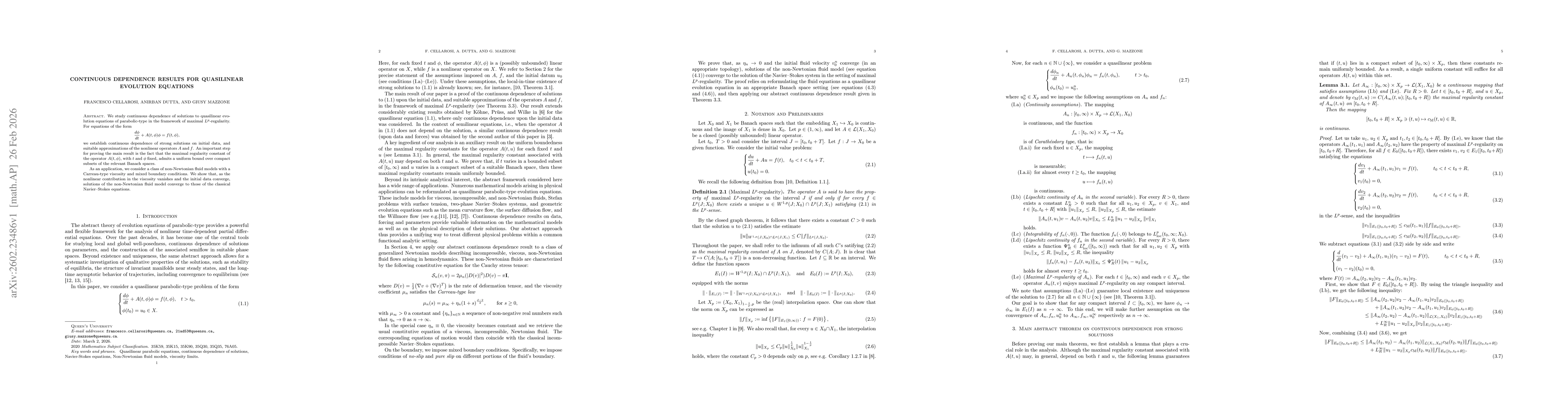 Thumbnail for Continuous dependence results for quasilinear evolution equations