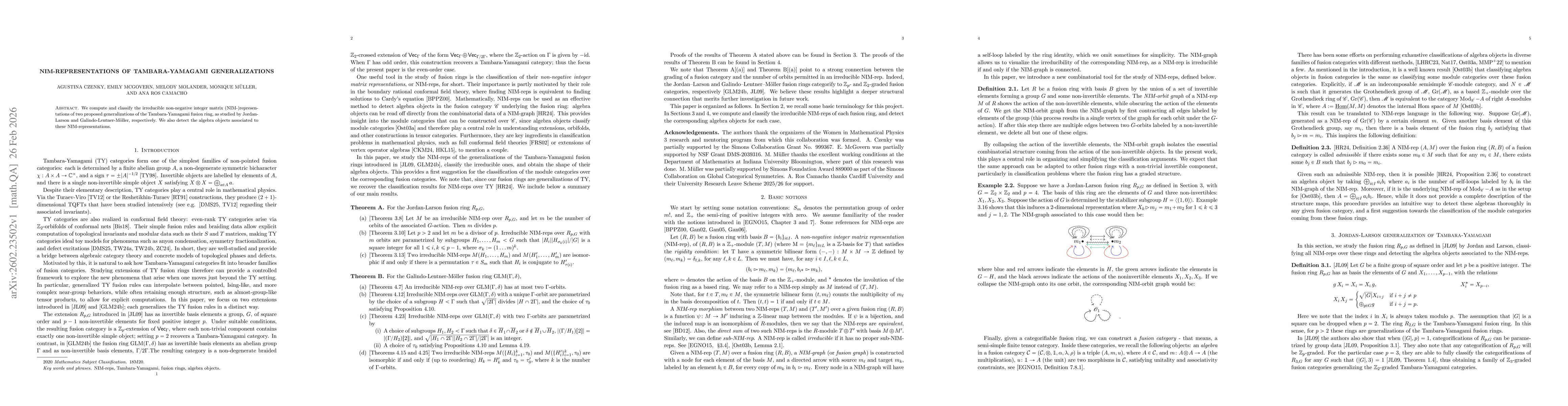 Thumbnail for NIM-representations of Tambara-Yamagami generalizations