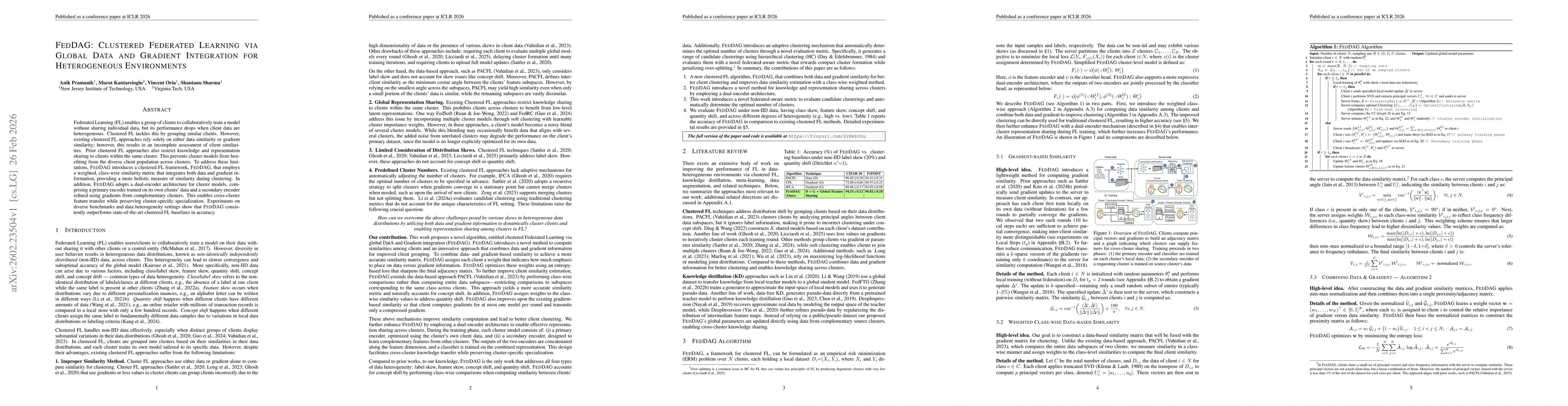 Thumbnail for FedDAG: Clustered Federated Learning via Global Data and Gradient Integration for Heterogeneous Environments