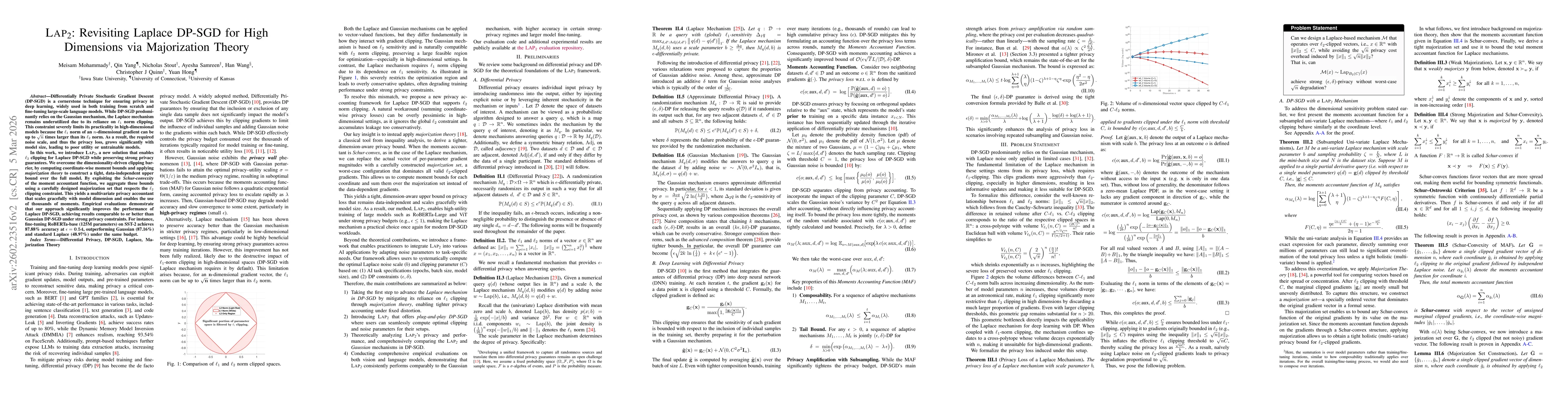 Thumbnail for Lap2: Revisiting Laplace DP-SGD for High Dimensions via Majorization Theory