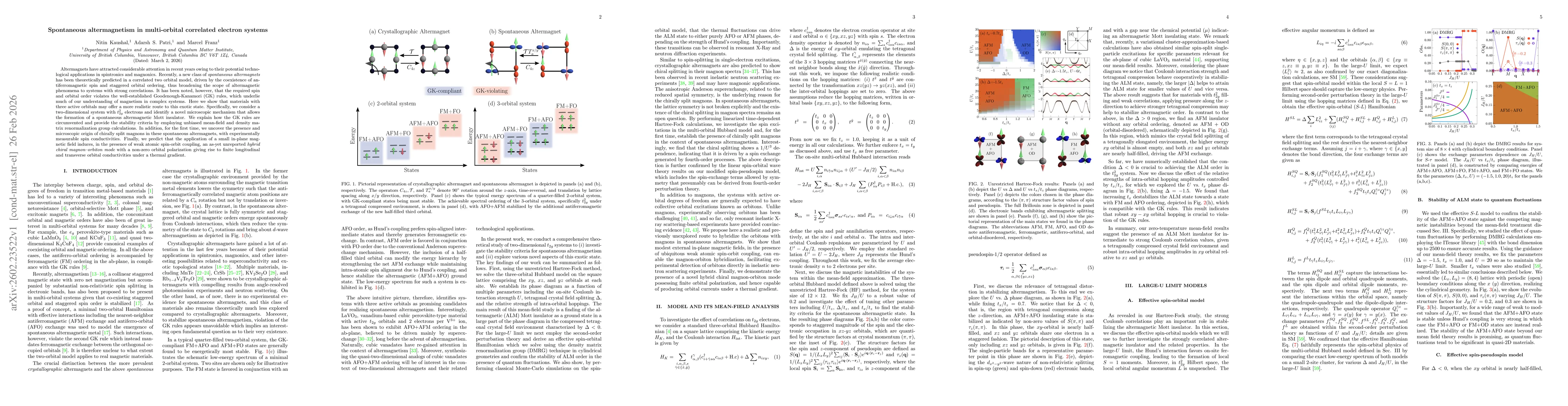 Thumbnail for Spontaneous altermagnetism in multi-orbital correlated electron systems
