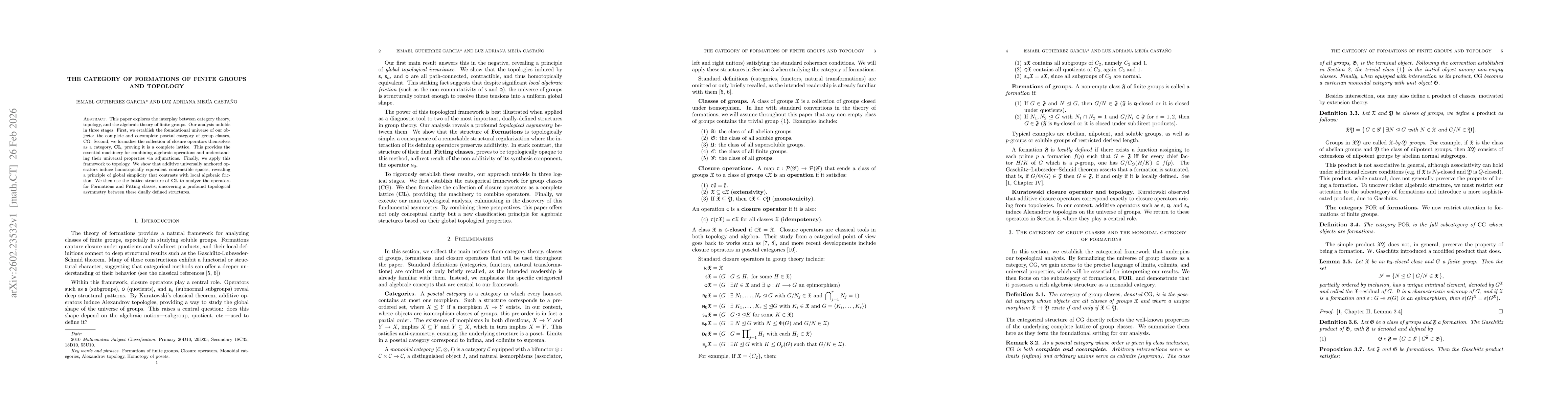 Thumbnail for The category of formations of finite groups and topology