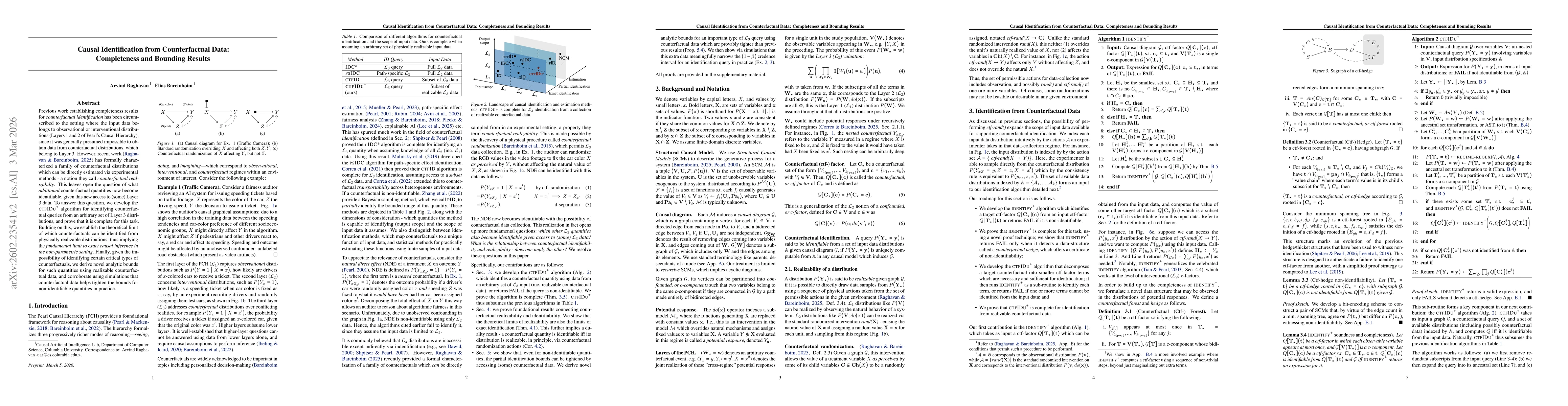 Thumbnail for Causal Identification from Counterfactual Data: Completeness and Bounding Results
