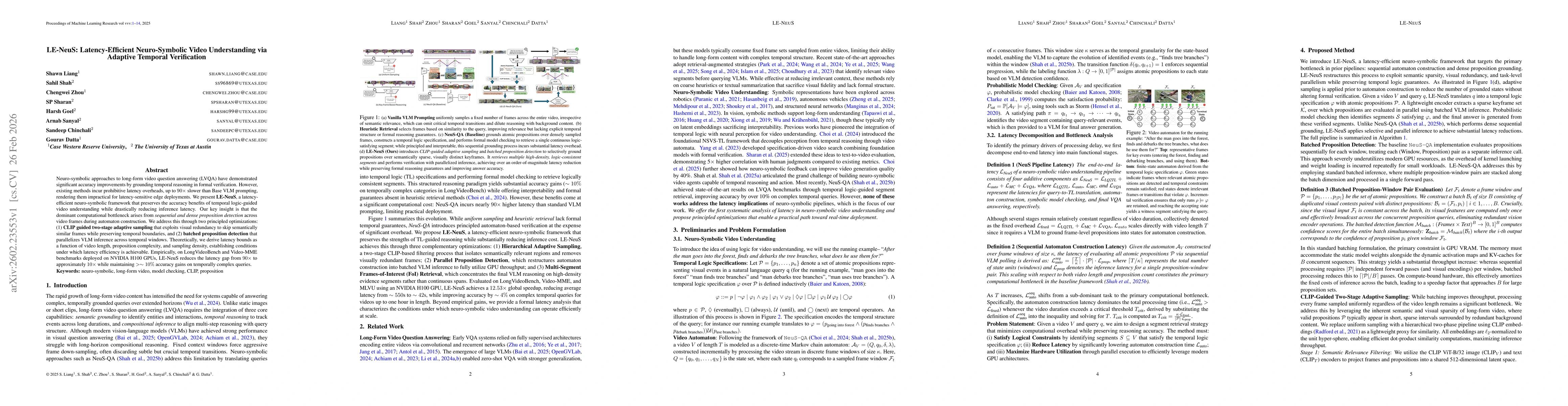 Thumbnail for LE-NeuS: Latency-Efficient Neuro-Symbolic Video Understanding via Adaptive Temporal Verification