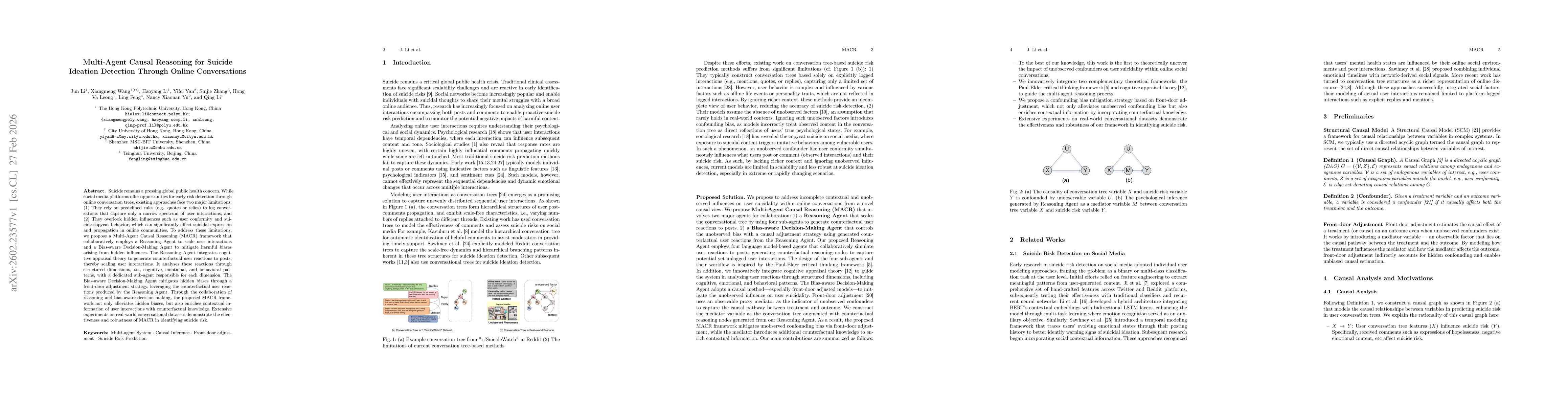 Thumbnail for Multi-Agent Causal Reasoning for Suicide Ideation Detection Through Online Conversations