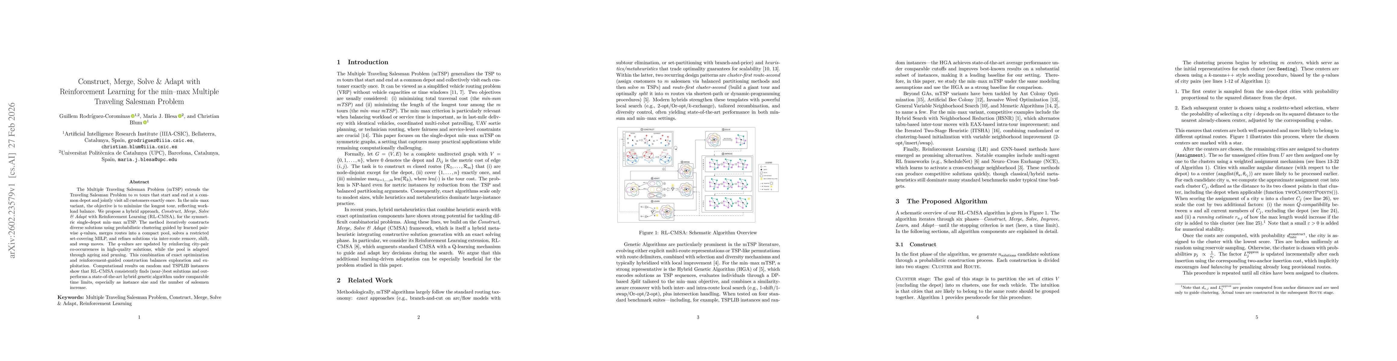 Thumbnail for Construct, Merge, Solve & Adapt with Reinforcement Learning for the min-max Multiple Traveling Salesman Problem