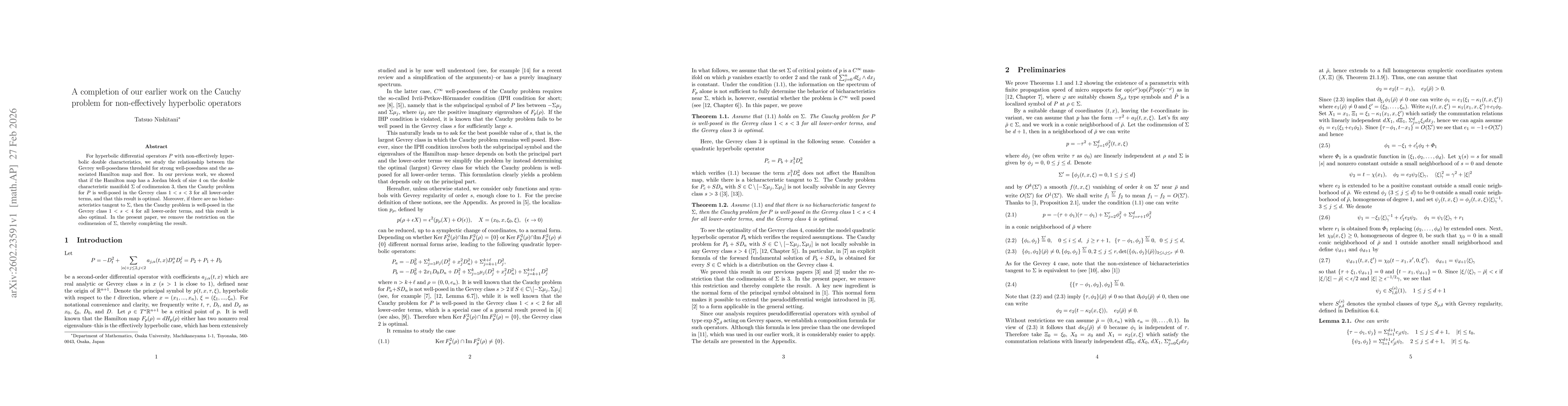 Thumbnail for A completion of our earlier work on the Cauchy problem for non-effectively hyperbolic operators