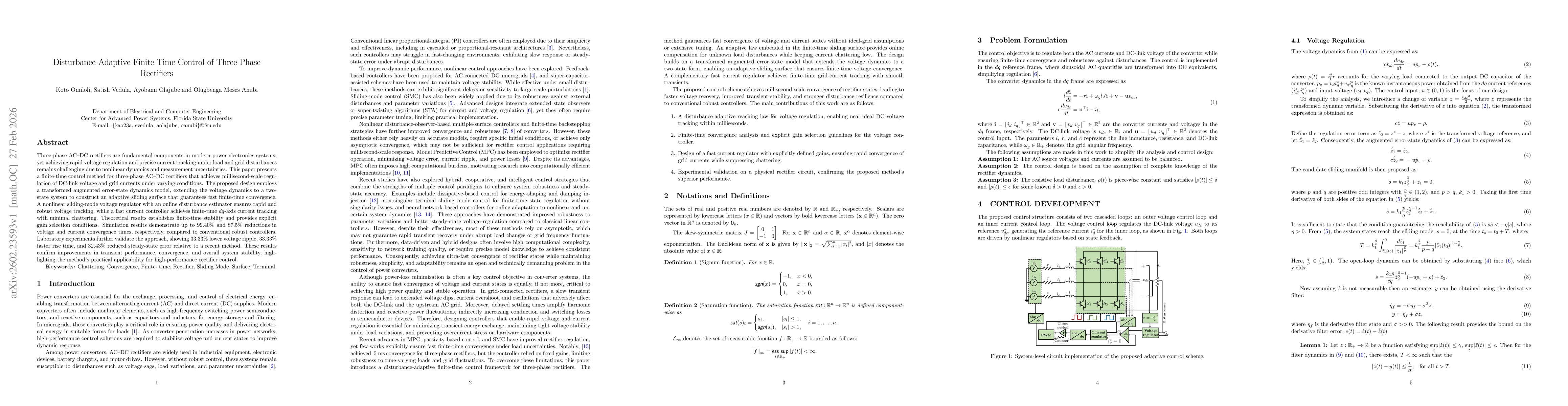 Thumbnail for Disturbance-Adaptive Finite-Time Control of Three-Phase Rectifiers