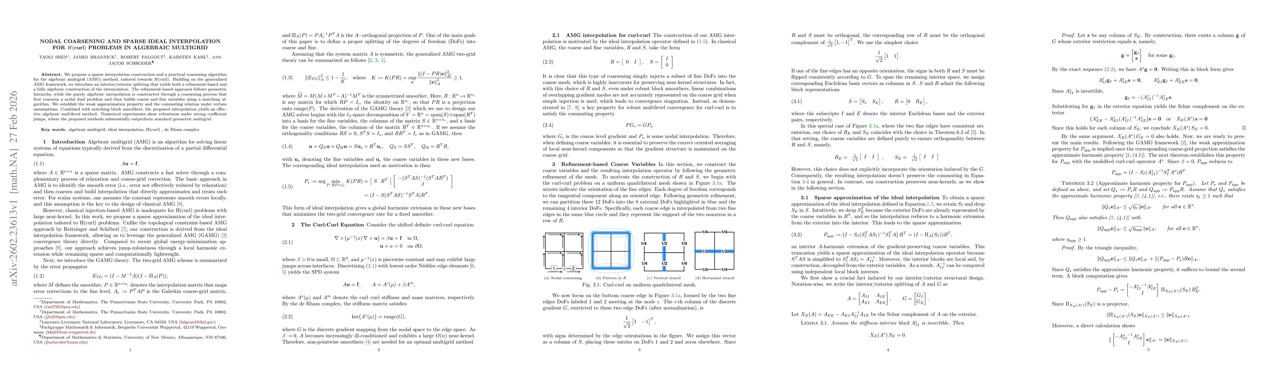 Thumbnail for Nodal Coarsening and Sparse Ideal Interpolation for H(curl) Problems in Algebraic Multigrid