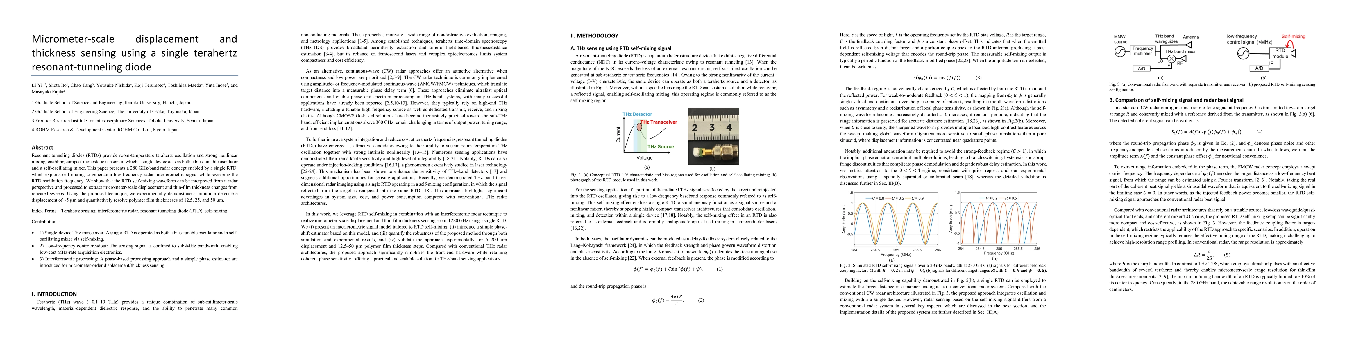 Thumbnail for Micrometer-scale displacement and thickness sensing using a single terahertz resonant-tunneling diode