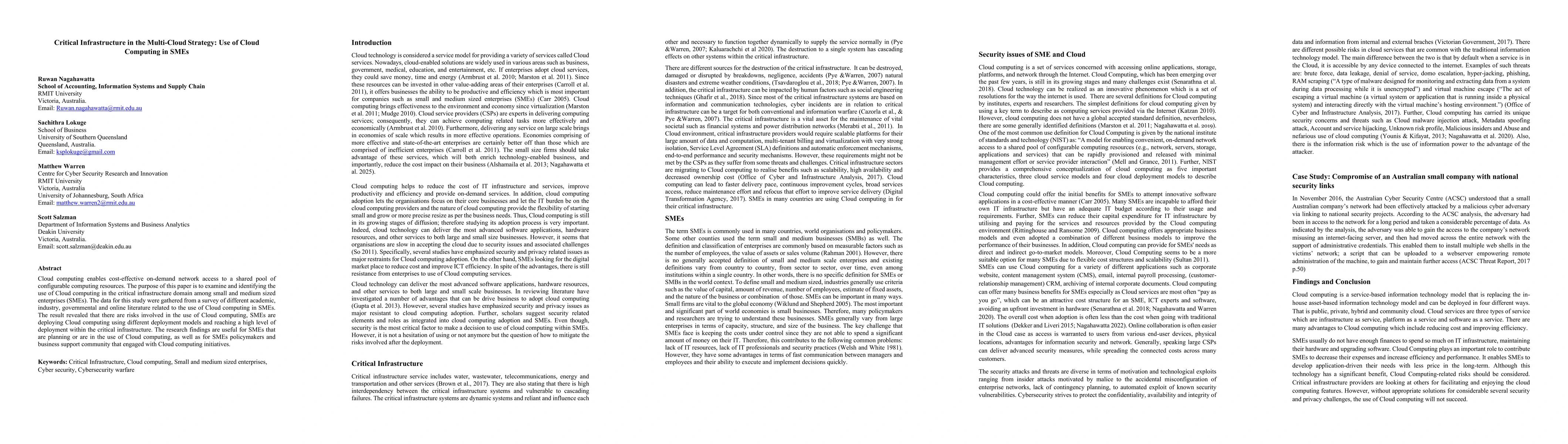 Thumbnail for Critical Infrastructure in the Multi-Cloud Strategy: Use of Cloud Computing in SMEs