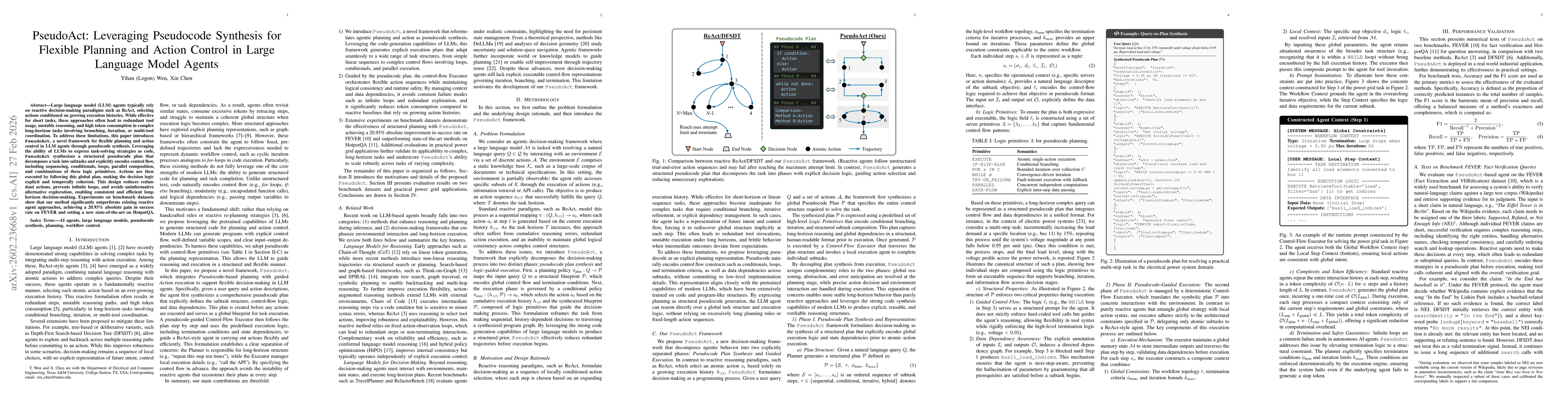 Thumbnail for PseudoAct: Leveraging Pseudocode Synthesis for Flexible Planning and Action Control in Large Language Model Agents