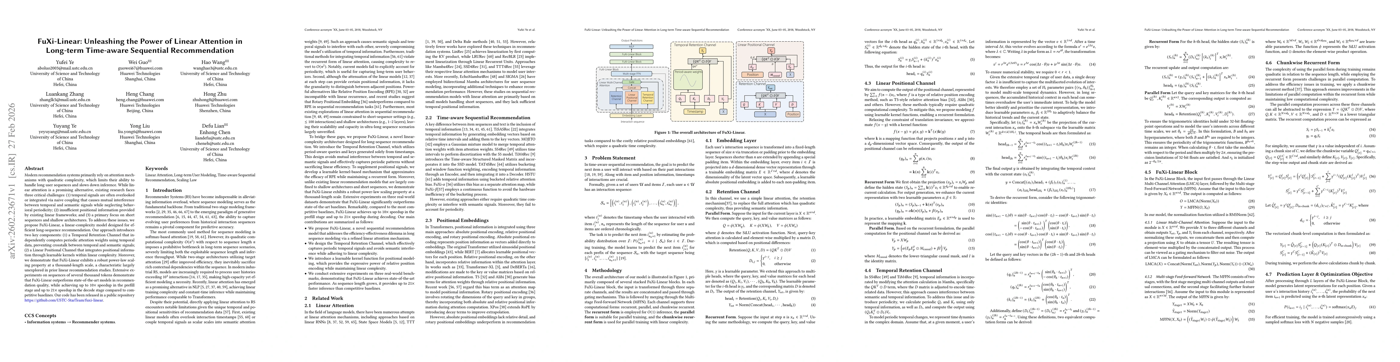 Thumbnail for FuXi-Linear: Unleashing the Power of Linear Attention in Long-term Time-aware Sequential Recommendation