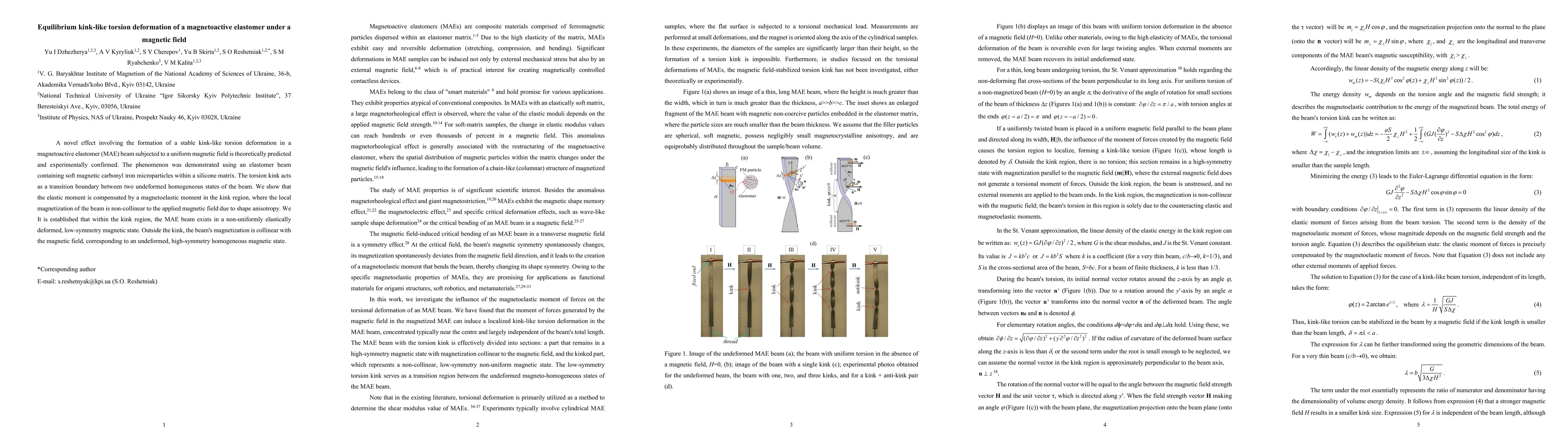 Thumbnail for Equilibrium kink-like torsion deformation of a magnetoactive elastomer under a magnetic field