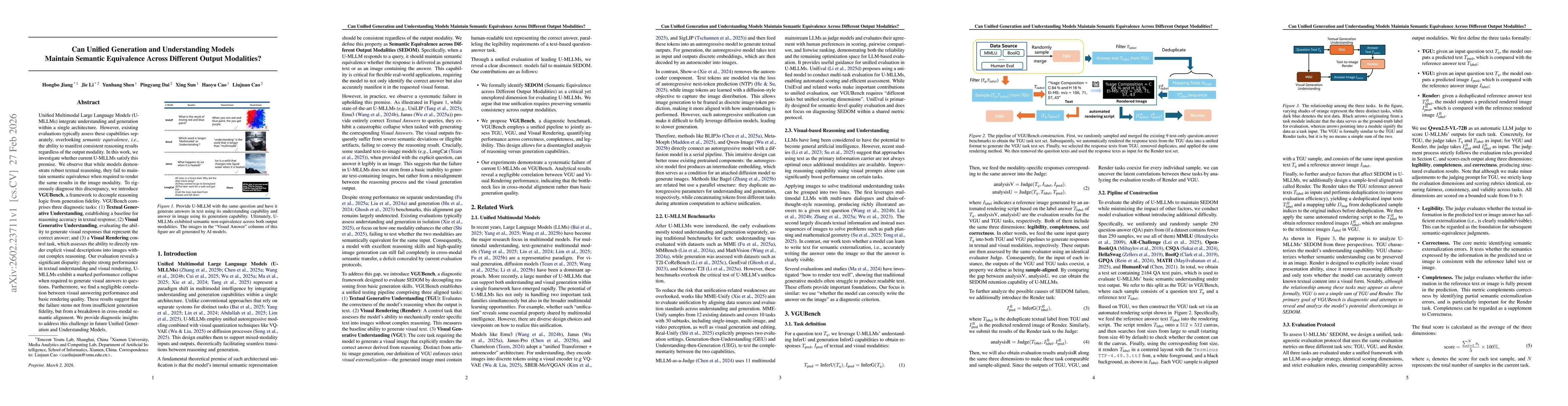 Thumbnail for Can Unified Generation and Understanding Models Maintain Semantic Equivalence Across Different Output Modalities?