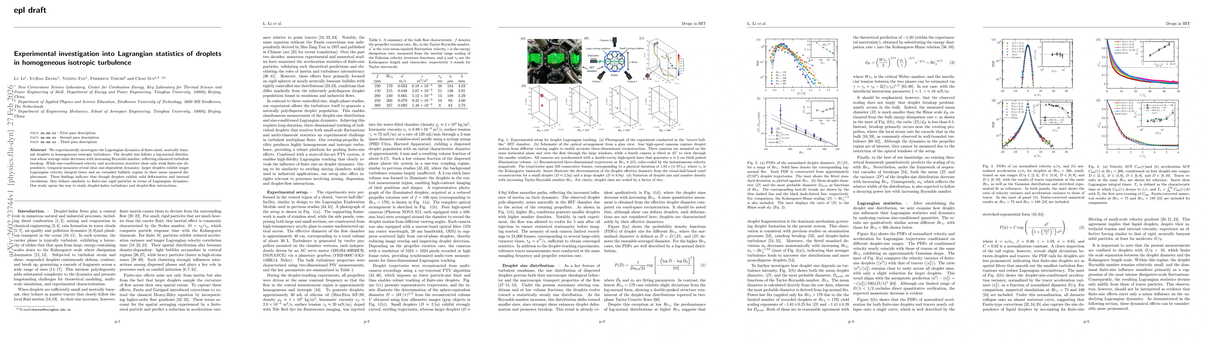 Thumbnail for Experimental investigation into Lagrangian statistics of droplets in homogeneous isotropic turbulence