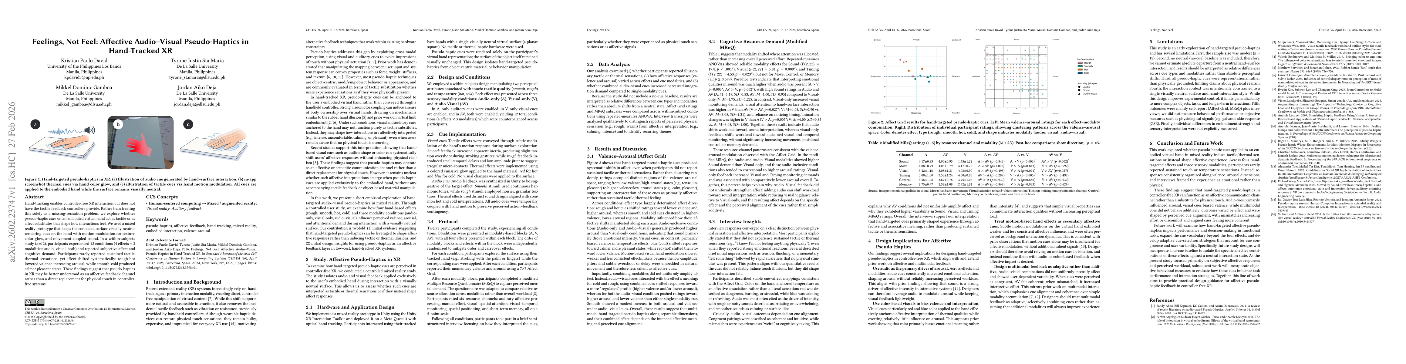 Thumbnail for Feelings, Not Feel: Affective Audio-Visual Pseudo-Haptics in Hand-Tracked XR