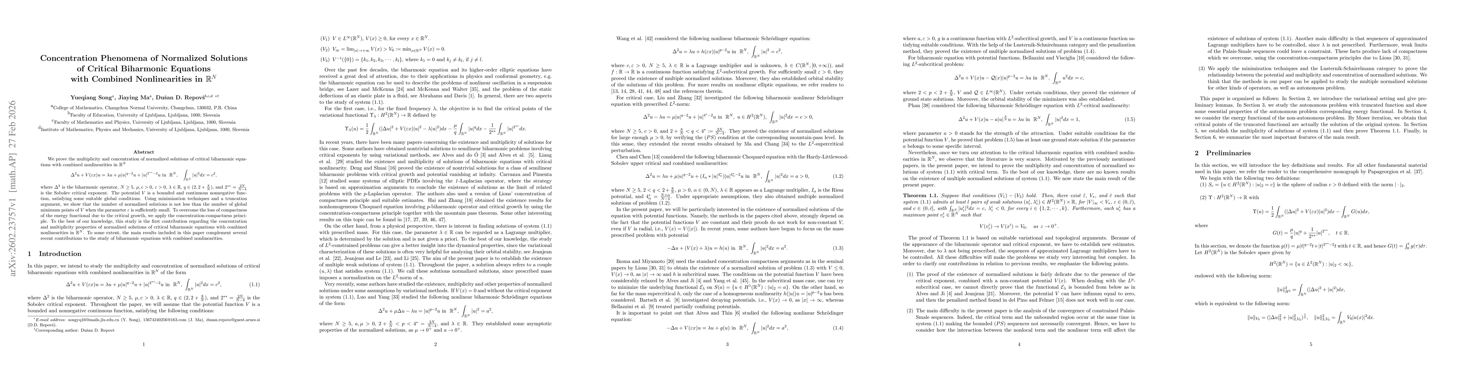 Thumbnail for Concentration Phenomena of Normalized Solutions of Critical Biharmonic Equations with Combined Nonlinearities in $\mathbb{R}^{N}$