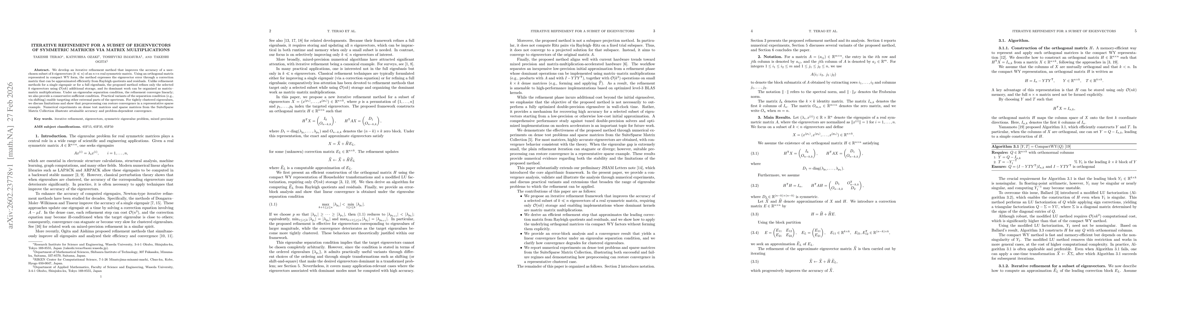 Thumbnail for Iterative Refinement for a Subset of Eigenvectors of Symmetric Matrices via Matrix Multiplications