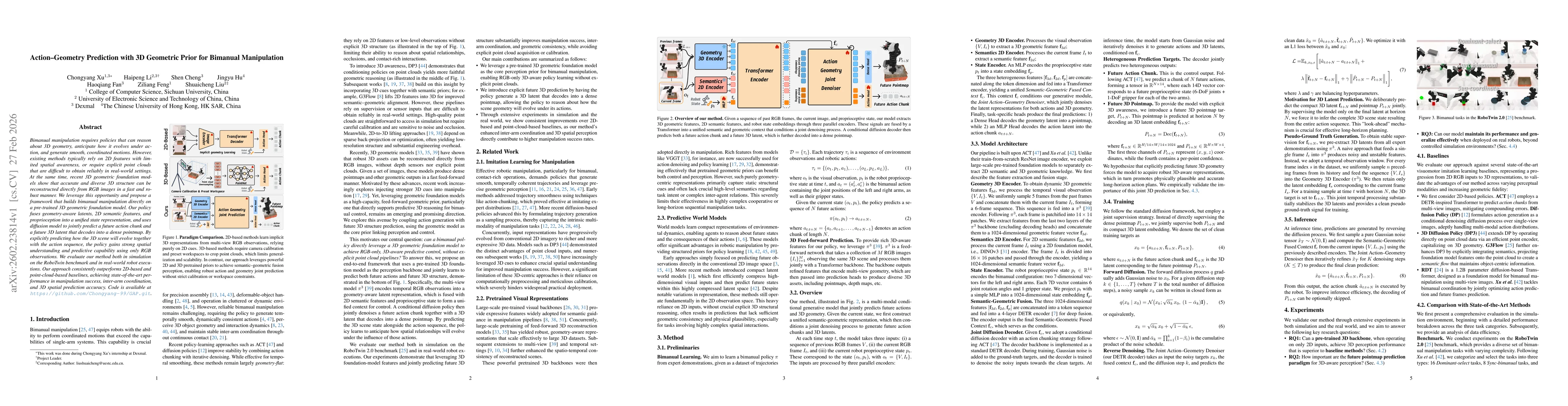 Thumbnail for Action-Geometry Prediction with 3D Geometric Prior for Bimanual Manipulation