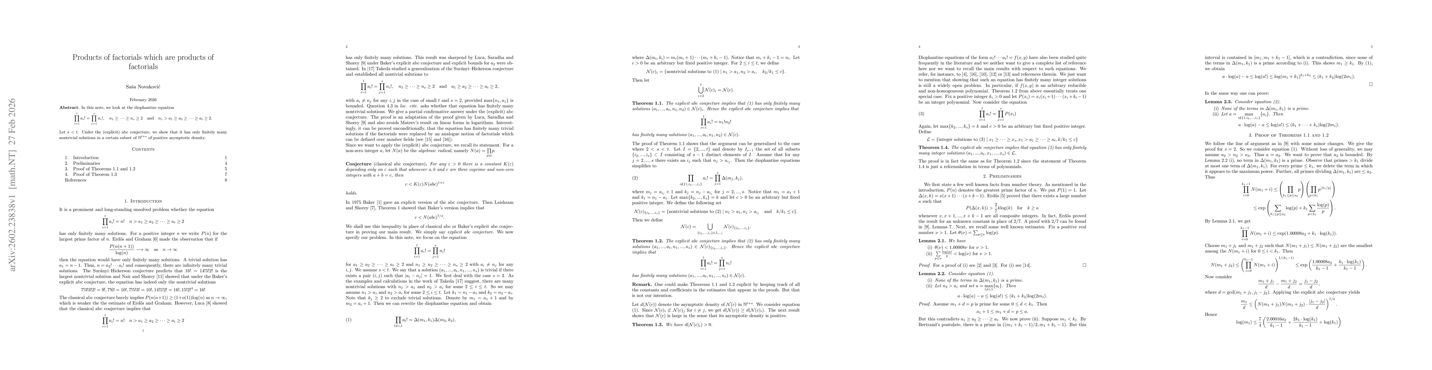 Thumbnail for Products of factorials which are products of factorials