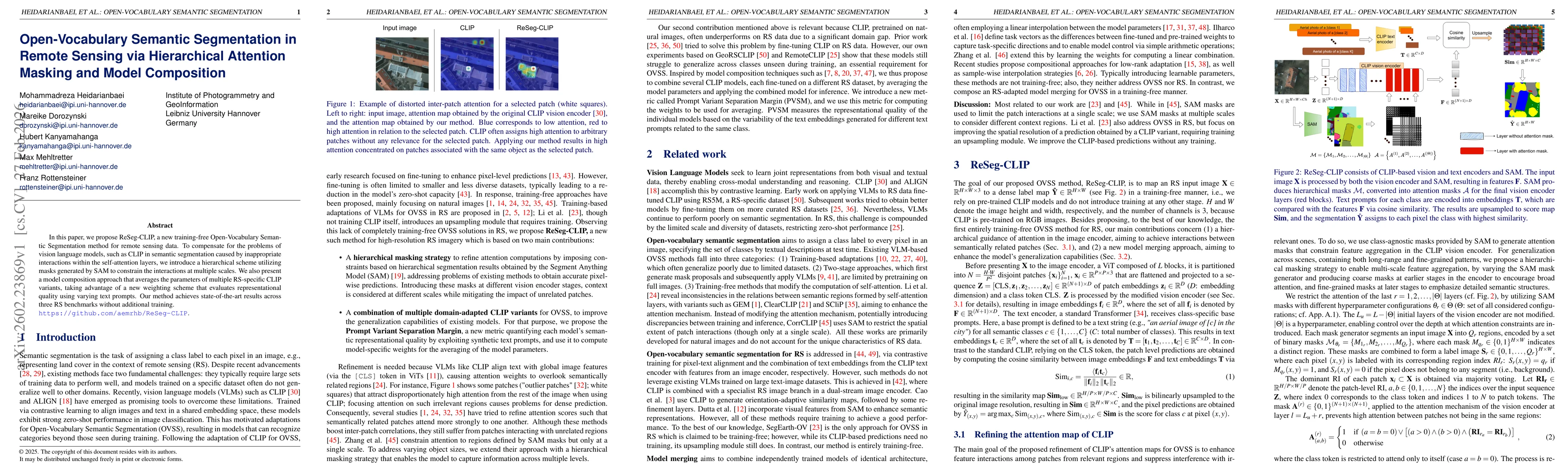 Thumbnail for Open-Vocabulary Semantic Segmentation in Remote Sensing via Hierarchical Attention Masking and Model Composition