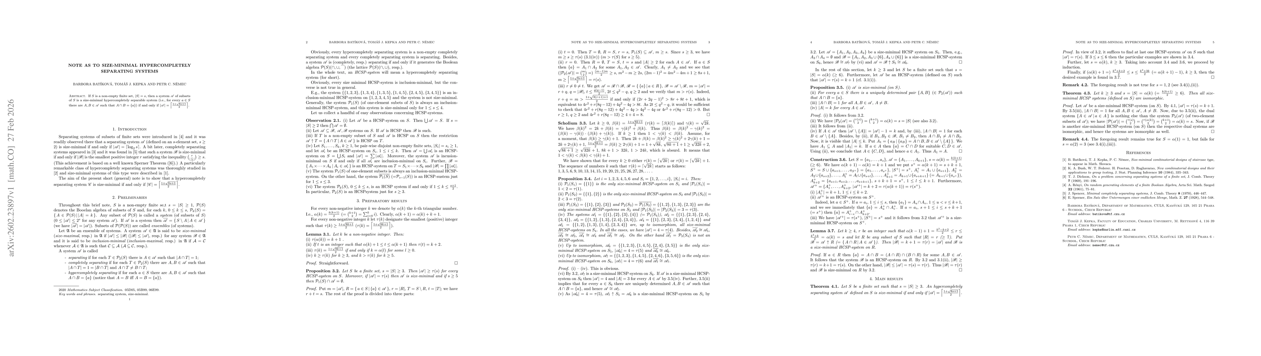 Thumbnail for Note as to size-minimal hypercompletly separating systems