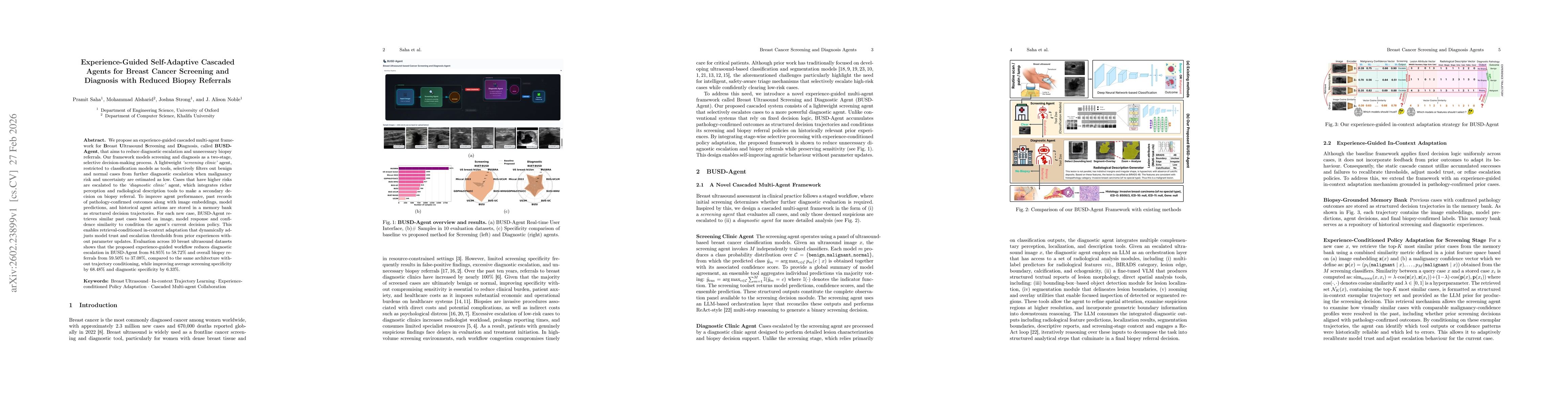 Thumbnail for Experience-Guided Self-Adaptive Cascaded Agents for Breast Cancer Screening and Diagnosis with Reduced Biopsy Referrals
