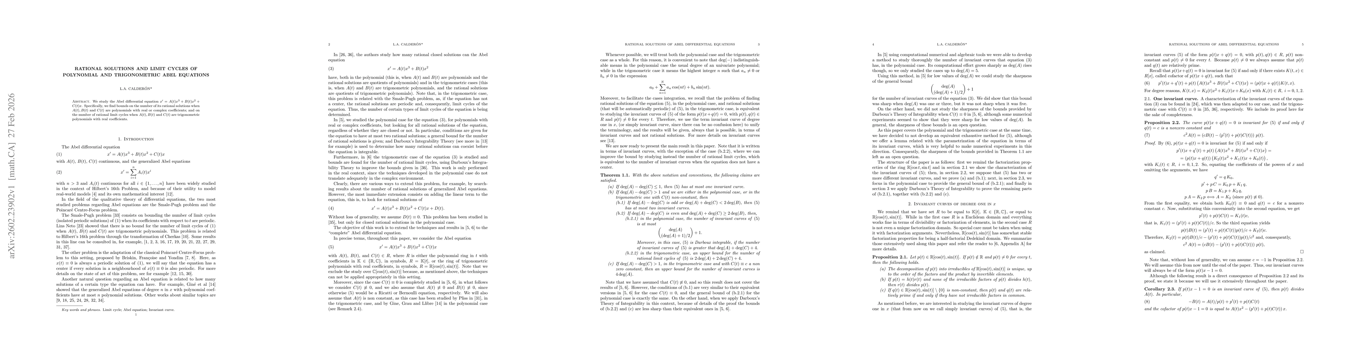 Thumbnail for Rational solutions and limit cycles of polynomial and trigonometric Abel equations
