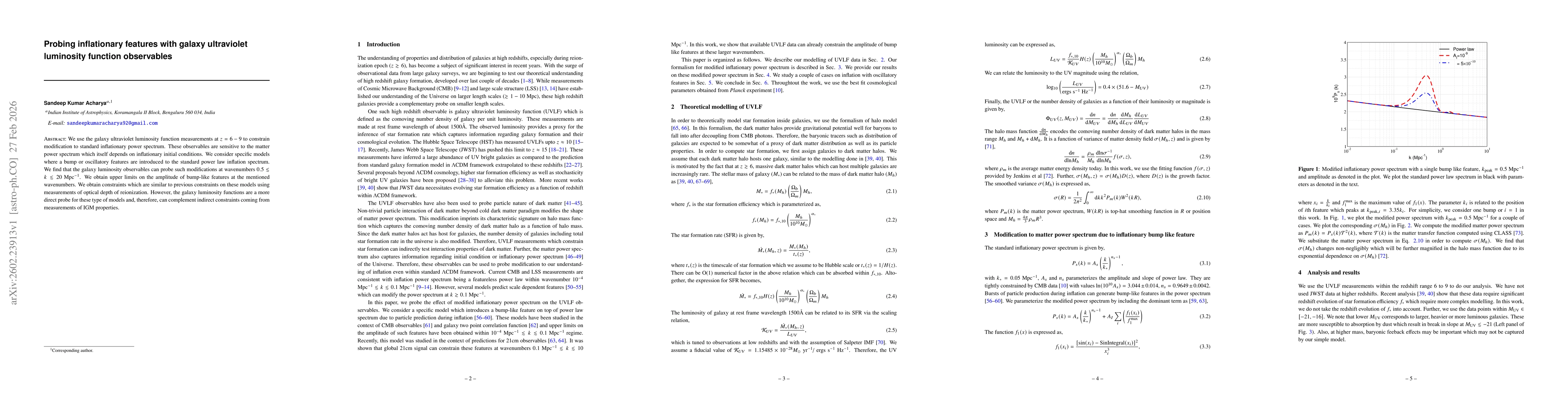 Thumbnail for Probing inflationary features with galaxy ultraviolet luminosity function observables