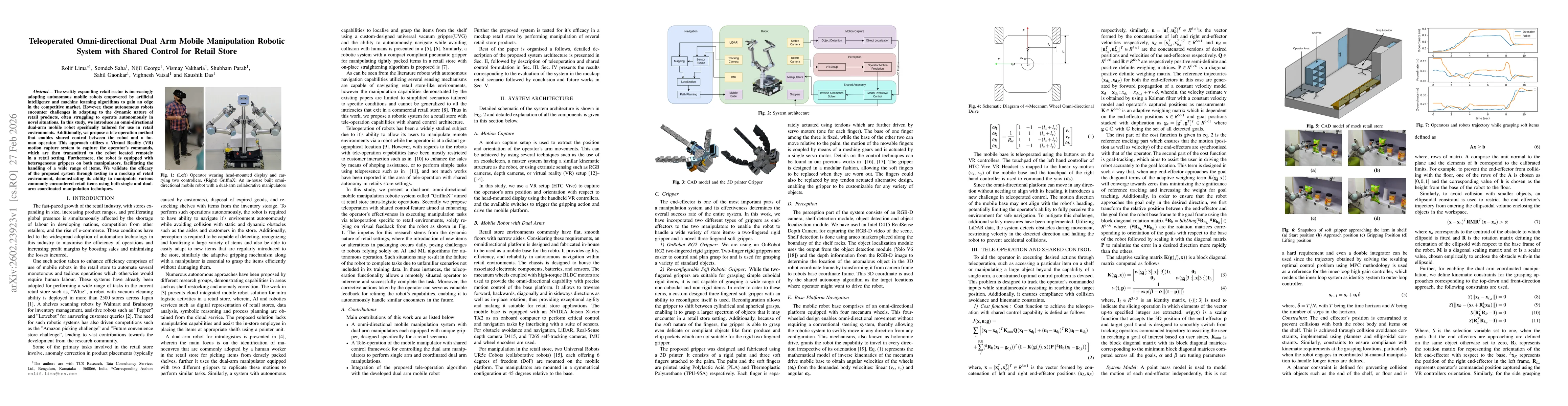 Thumbnail for Teleoperated Omni-directional Dual Arm Mobile Manipulation Robotic System with Shared Control for Retail Store