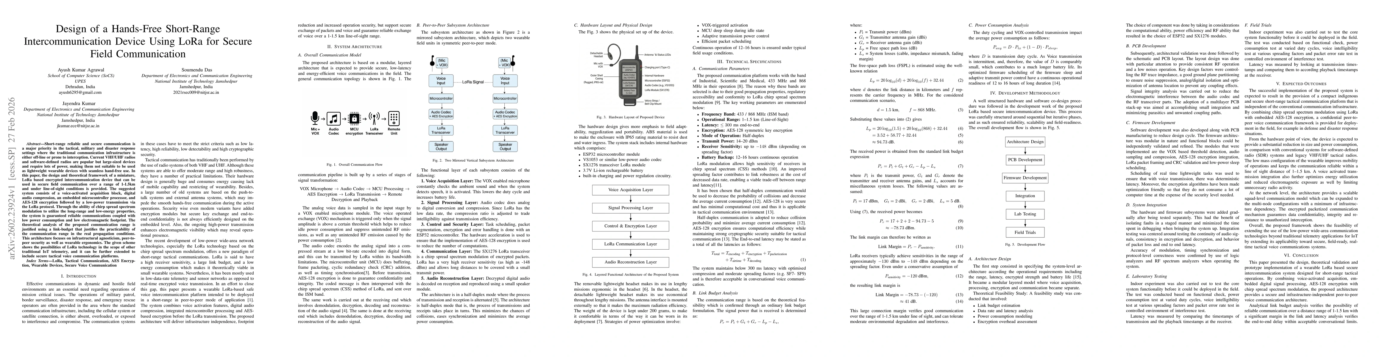 Thumbnail for Design of a Hands-Free Short-Range Intercommunication Device Using LoRa for Secure Field Communication