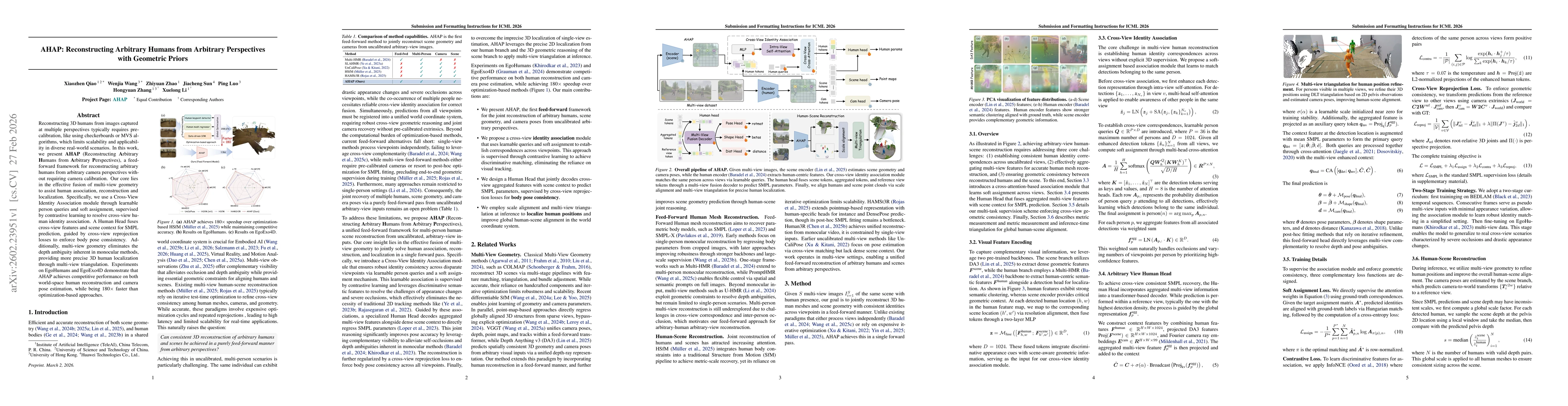Thumbnail for AHAP: Reconstructing Arbitrary Humans from Arbitrary Perspectives with Geometric Priors